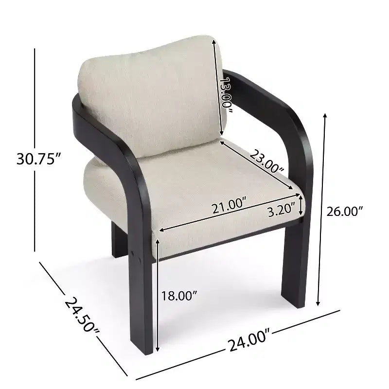 Set of 2 Boucle Armchairs with Pillow Back and Rubberwood Frame