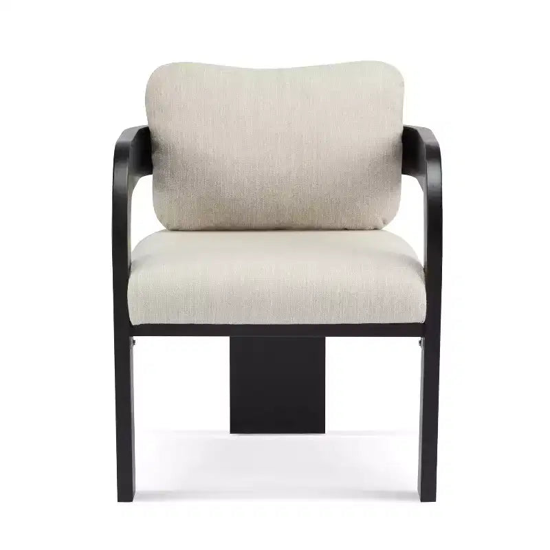 Set of 2 Boucle Armchairs with Pillow Back and Rubberwood Frame