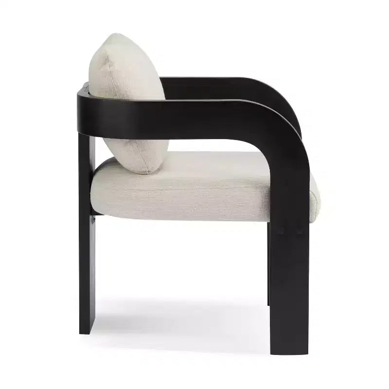 Set of 2 Boucle Armchairs with Pillow Back and Rubberwood Frame