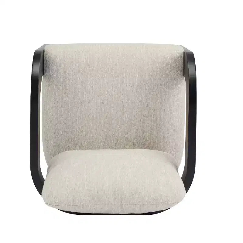 Set of 2 Boucle Armchairs with Pillow Back and Rubberwood Frame