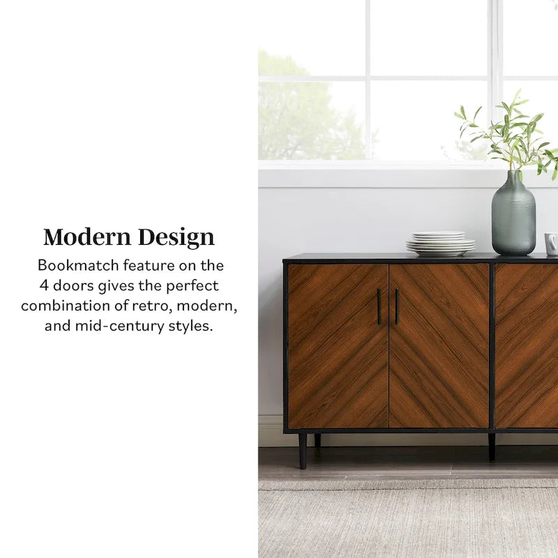 Credenza Mid-Century Modern Cassandra Middlebrook a 4 Ante, 58 pollici