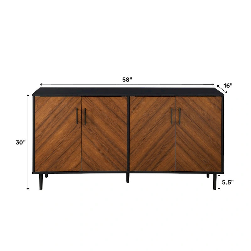 Credenza Mid-Century Modern Cassandra Middlebrook a 4 Ante, 58 pollici