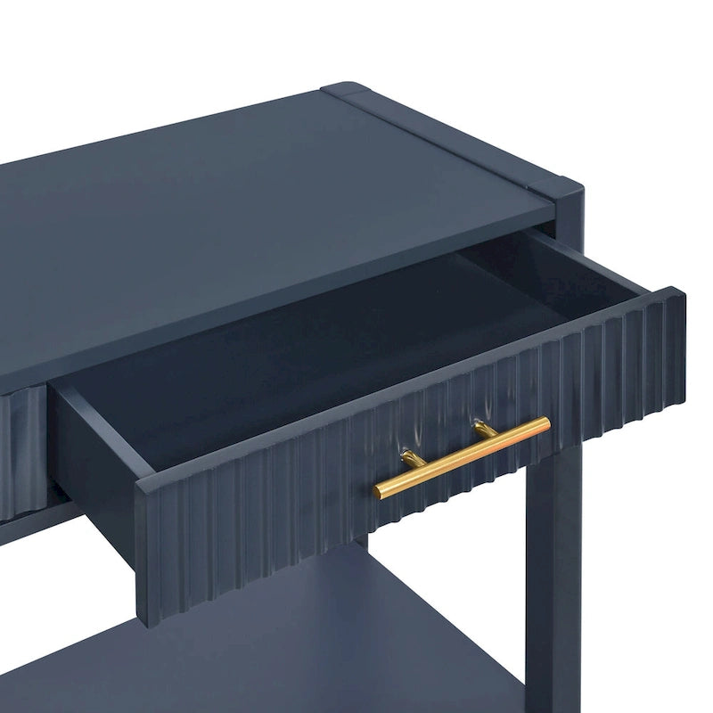 Consolle da ingresso di alta qualità con cassetti a righe verticali e gambe lunghe