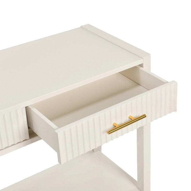 Consolle da ingresso di alta qualità con cassetti a righe verticali e gambe lunghe