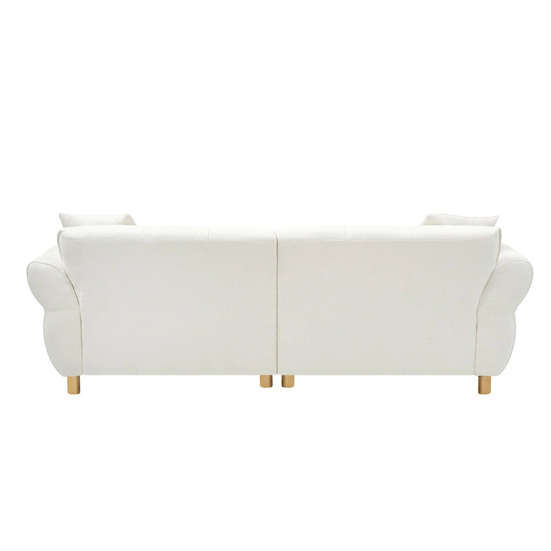 Beige 93.7 Teddy Fabric 3-seater Sofa with Matching Pillows