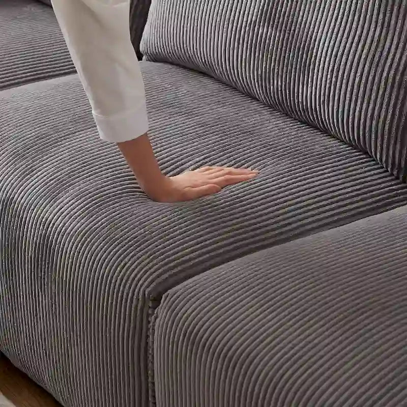 Divano sezionale modulare in velluto a coste da 8 pezzi con pouf