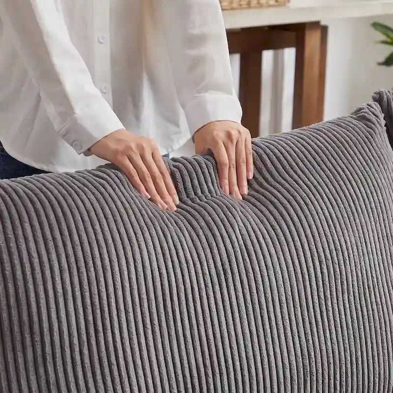Divano sezionale modulare in velluto a coste da 8 pezzi con pouf