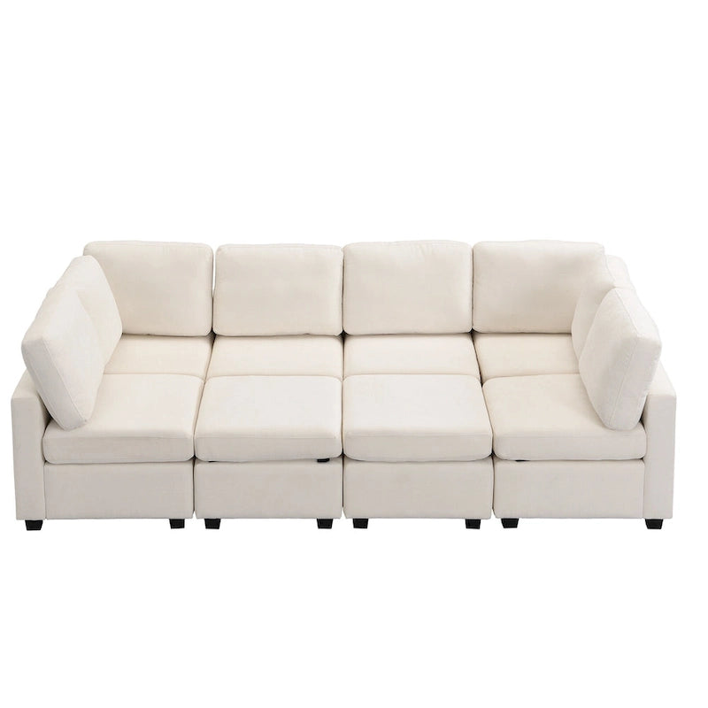 103 Sectional Sofa Couch Sofa Bed U-shaped Sofa with Two Movable Ottoman and Three USB Ports for Living Room, Beige