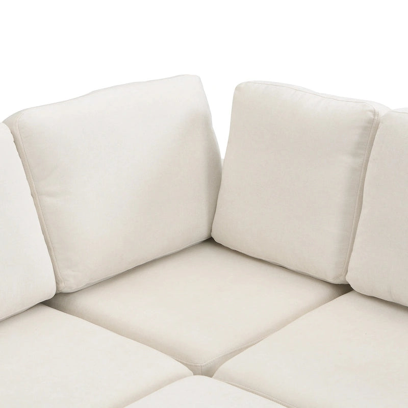 103 Sectional Sofa Couch Sofa Bed U-shaped Sofa with Two Movable Ottoman and Three USB Ports for Living Room, Beige