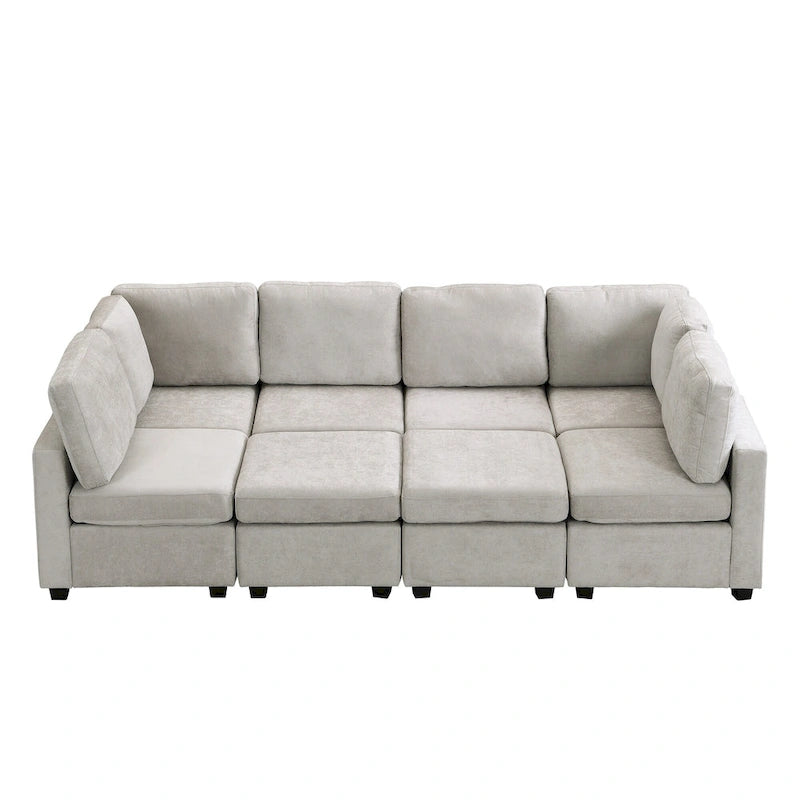 103 Sectional Sofa Couch Sofa Bed U-shaped Sofa with Two Movable Ottoman and Three USB Ports for Living Room, Beige