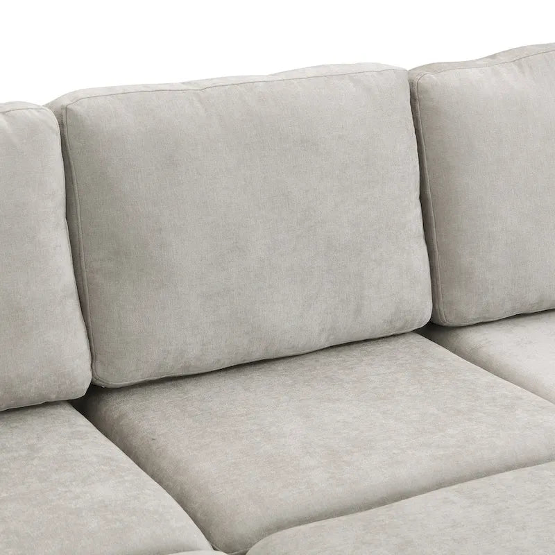 103 Sectional Sofa Couch Sofa Bed U-shaped Sofa with Two Movable Ottoman and Three USB Ports for Living Room, Beige