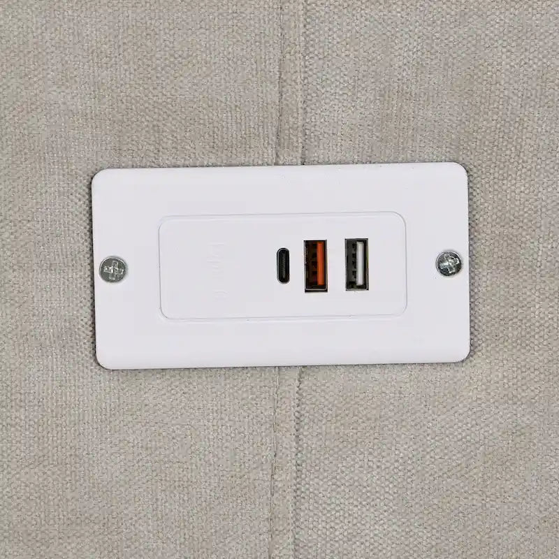 103 Sectional Sofa Couch Sofa Bed U-shaped Sofa with Two Movable Ottoman and Three USB Ports for Living Room, Beige
