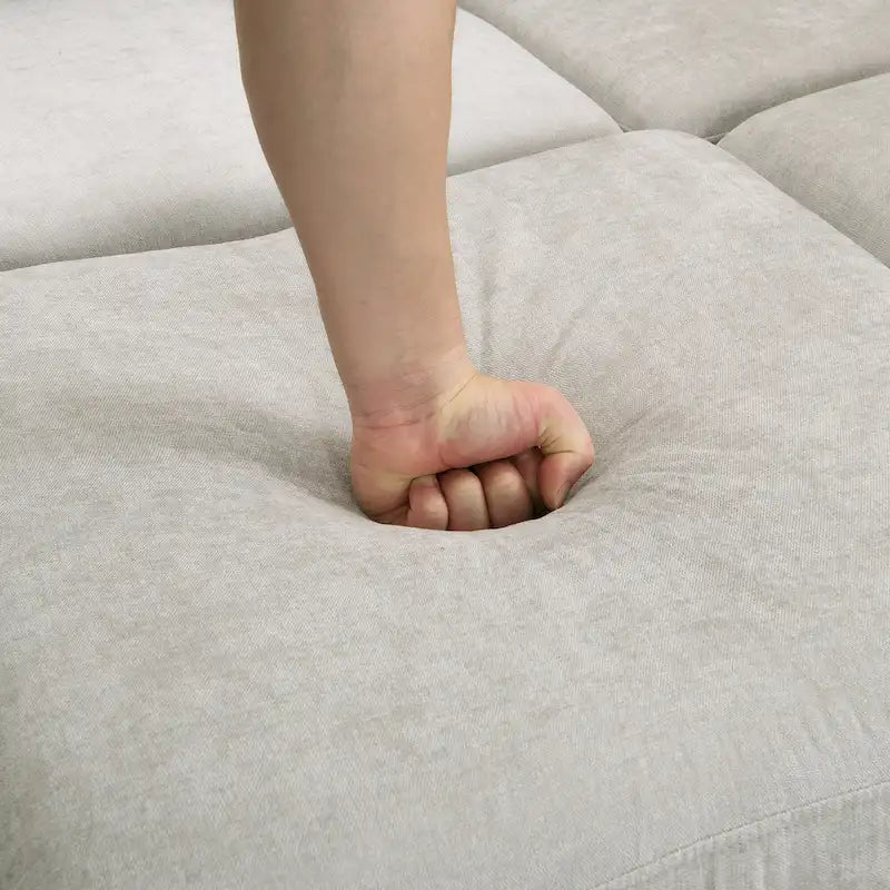 103 Sectional Sofa Couch Sofa Bed U-shaped Sofa with Two Movable Ottoman and Three USB Ports for Living Room, Beige