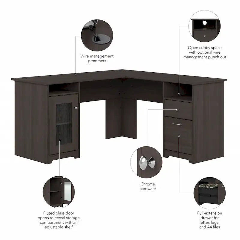 Cabot 60W L Shaped Computer Desk with Storage by Bush Furniture