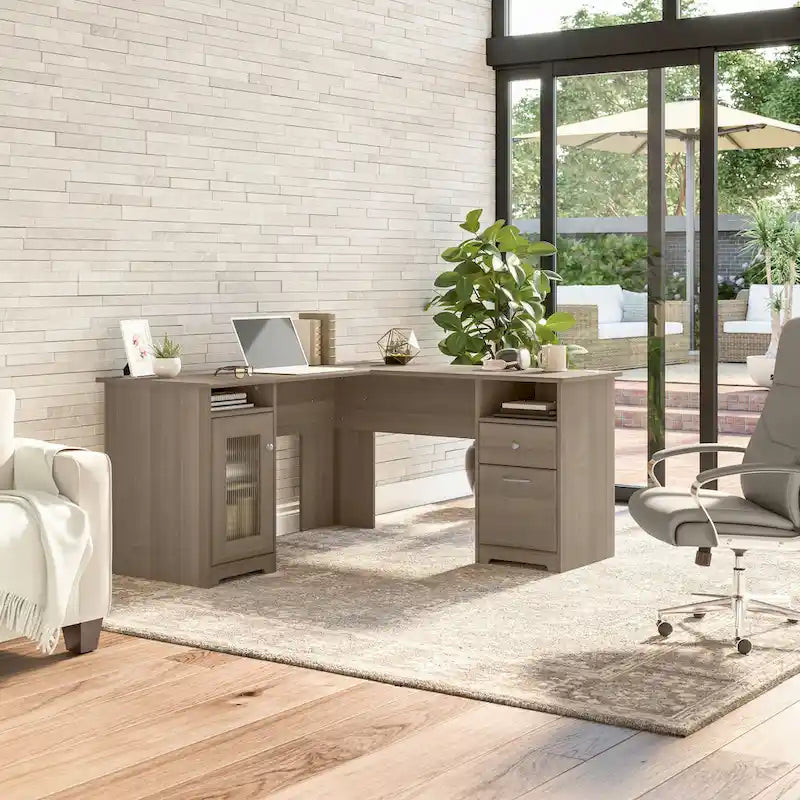 Cabot 60W L Shaped Computer Desk with Storage by Bush Furniture