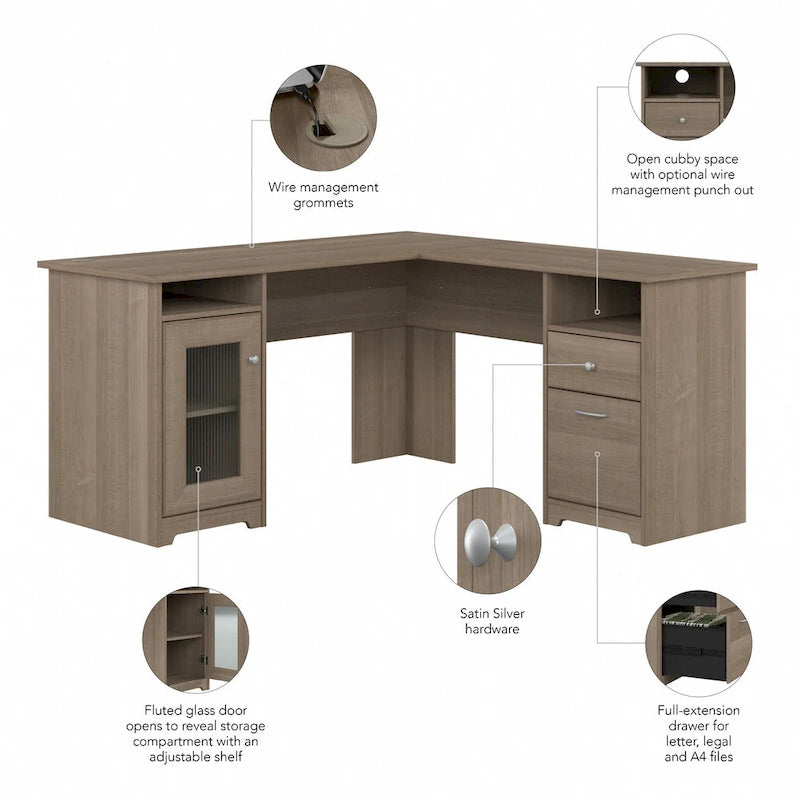 Cabot 60W L Shaped Computer Desk with Storage by Bush Furniture