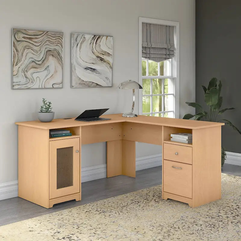Cabot 60W L Shaped Computer Desk with Storage by Bush Furniture