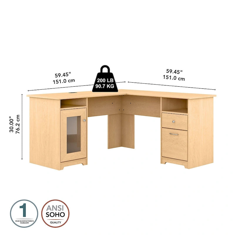 Cabot 60W L Shaped Computer Desk with Storage by Bush Furniture