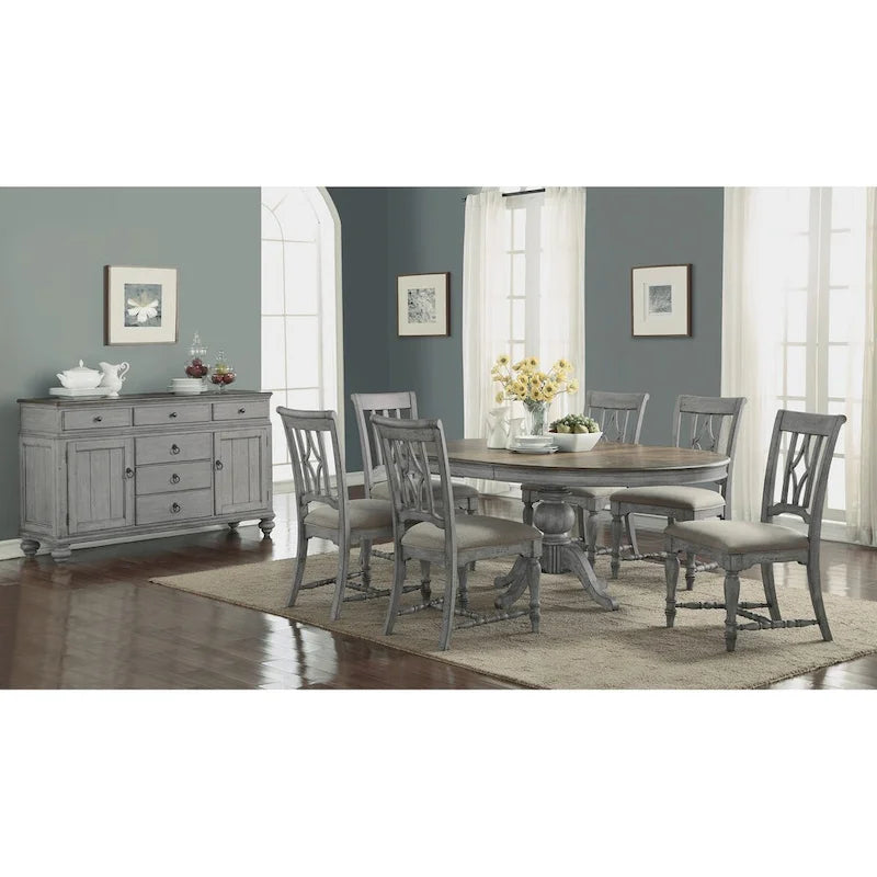 Plymouth Gray Wood Pedestal Dining Table - 72 x 30 x 54