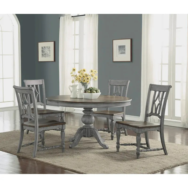 Plymouth Gray Wood Pedestal Dining Table - 72 x 30 x 54