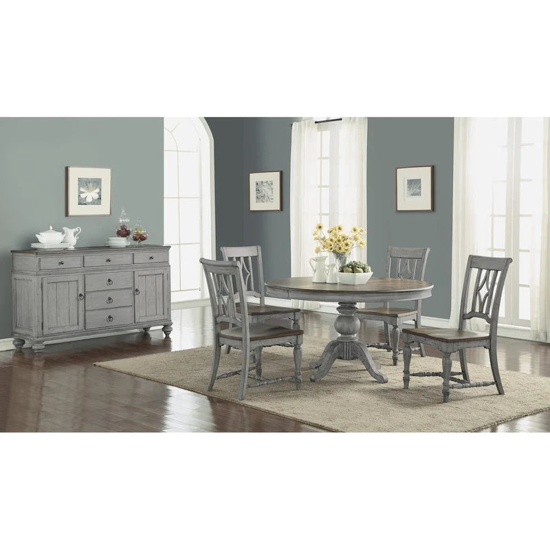 Plymouth Gray Wood Pedestal Dining Table - 72 x 30 x 54