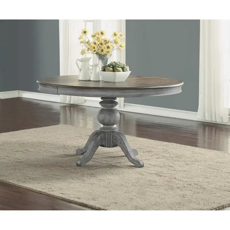 Plymouth Gray Wood Pedestal Dining Table - 72 x 30 x 54