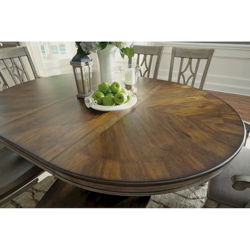 Plymouth Gray Wood Pedestal Dining Table - 72 x 30 x 54
