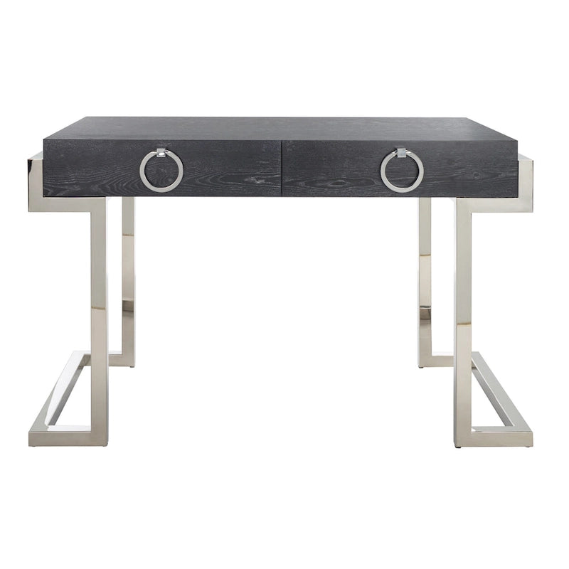 SAFAVIEH Couture Quyen Gold Leaf Black Lacquer 2-Drawer Storage Desk