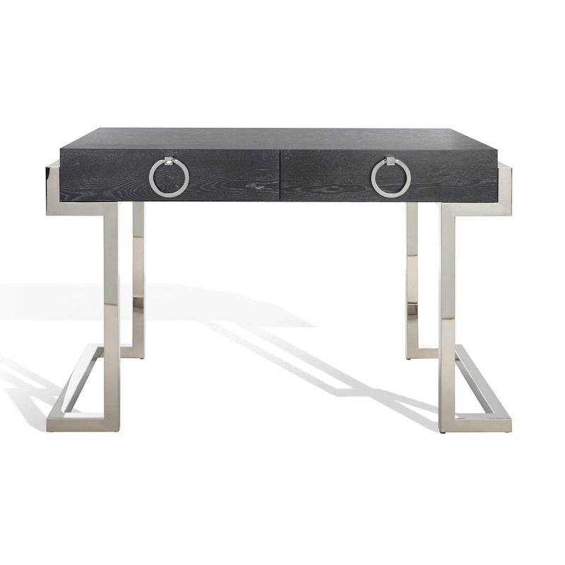 SAFAVIEH Couture Quyen Gold Leaf Black Lacquer 2-Drawer Storage Desk