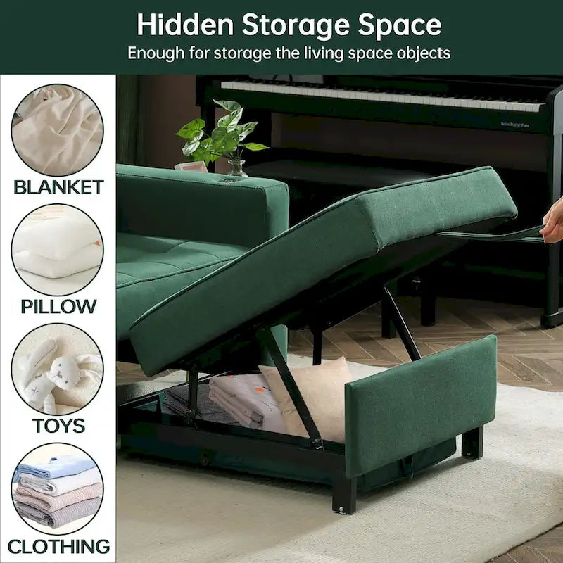 Futon Chair Bed Convertible Chair 3-in-1 Pull Out Sleeper Chair Beds for Living Room