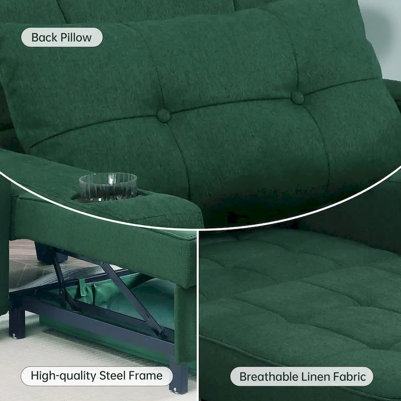 Futon Chair Bed Convertible Chair 3-in-1 Pull Out Sleeper Chair Beds for Living Room