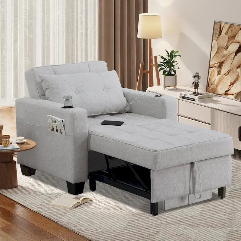 Futon Chair Bed Convertible Chair 3-in-1 Pull Out Sleeper Chair Beds for Living Room