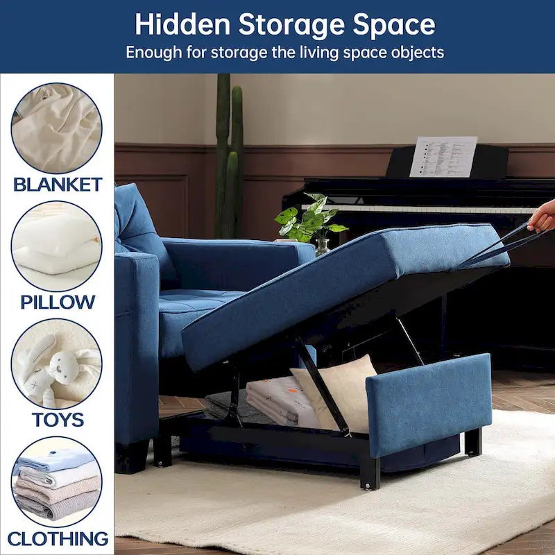 Futon Chair Bed Convertible Chair 3-in-1 Pull Out Sleeper Chair Beds for Living Room