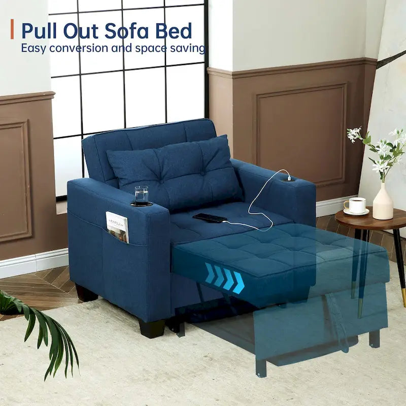 Futon Chair Bed Convertible Chair 3-in-1 Pull Out Sleeper Chair Beds for Living Room