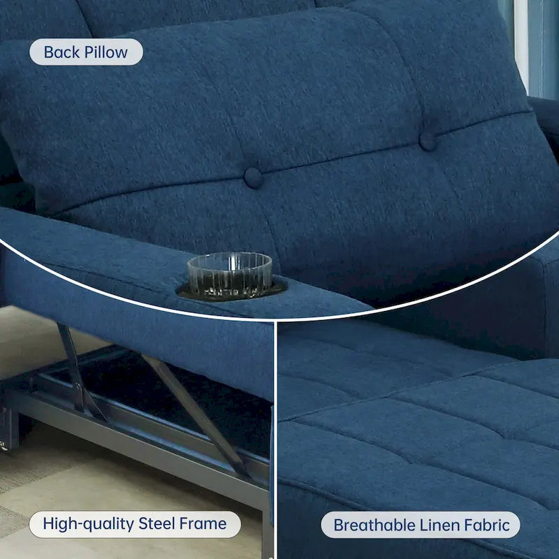 Futon Chair Bed Convertible Chair 3-in-1 Pull Out Sleeper Chair Beds for Living Room
