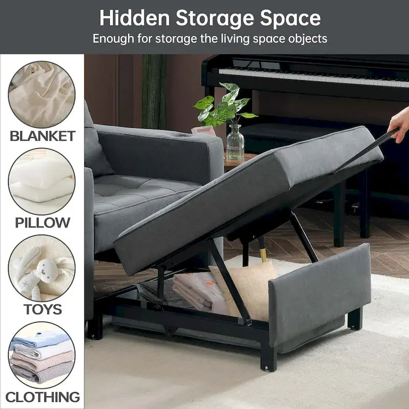 Futon Chair Bed Convertible Chair 3-in-1 Pull Out Sleeper Chair Beds for Living Room
