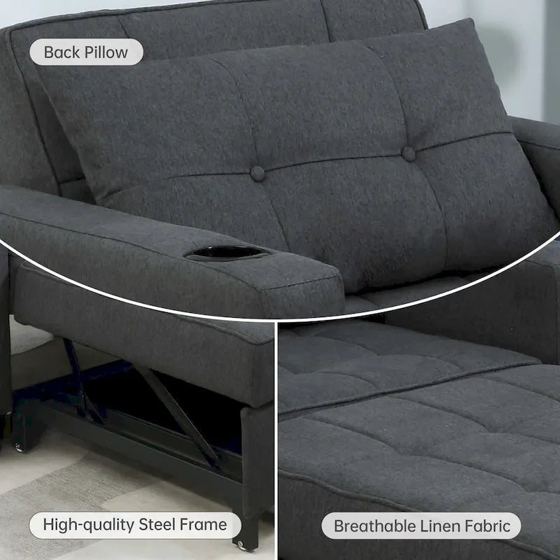 Futon Chair Bed Convertible Chair 3-in-1 Pull Out Sleeper Chair Beds for Living Room
