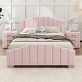 Modern King Size Upholstered Platform Bed with Quilted Headboard and Footboard, Wooden Frame, No Box Spring Needed