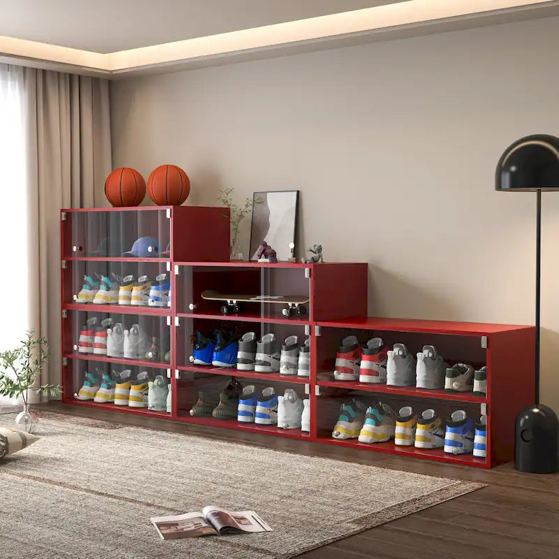 Scarpiera con ante in vetro e luce LED RGB per sneaker