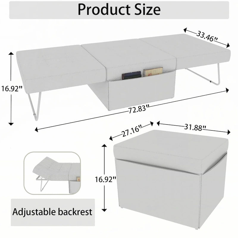 Pouff Letto Pieghevole Convertibile 4 in 1