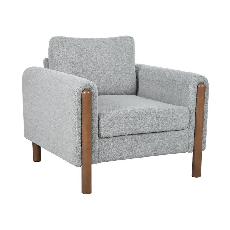 Poltrona Maloa imbottita oversize in teddy con gambe in noce di Christopher Knight Home