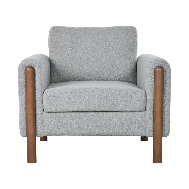 Poltrona Maloa imbottita oversize in teddy con gambe in noce di Christopher Knight Home