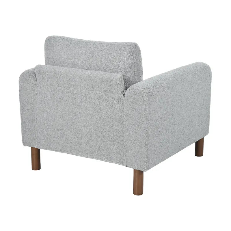 Poltrona Maloa imbottita oversize in teddy con gambe in noce di Christopher Knight Home
