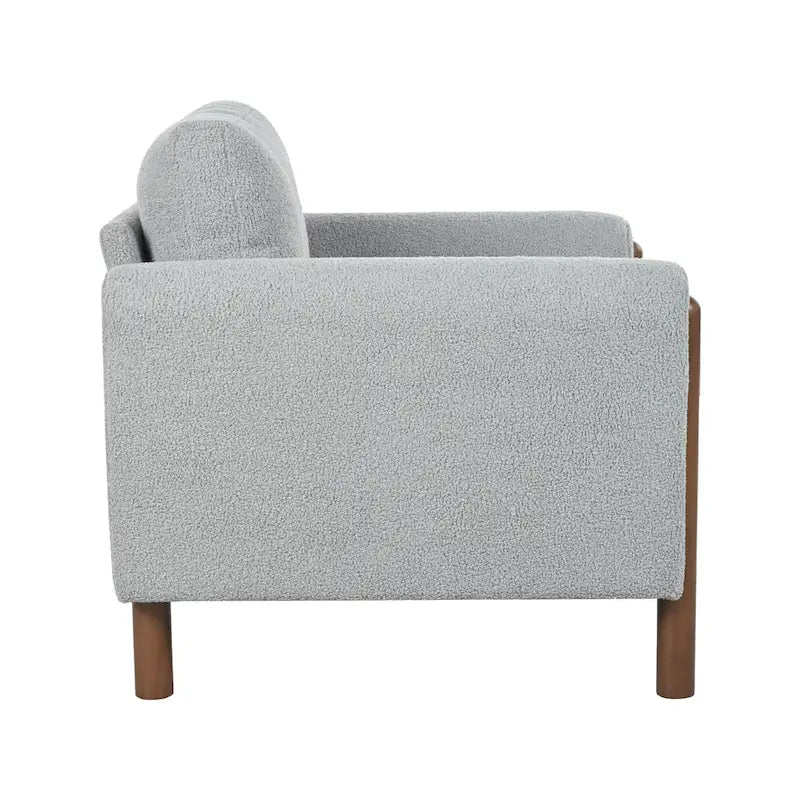 Poltrona Maloa imbottita oversize in teddy con gambe in noce di Christopher Knight Home