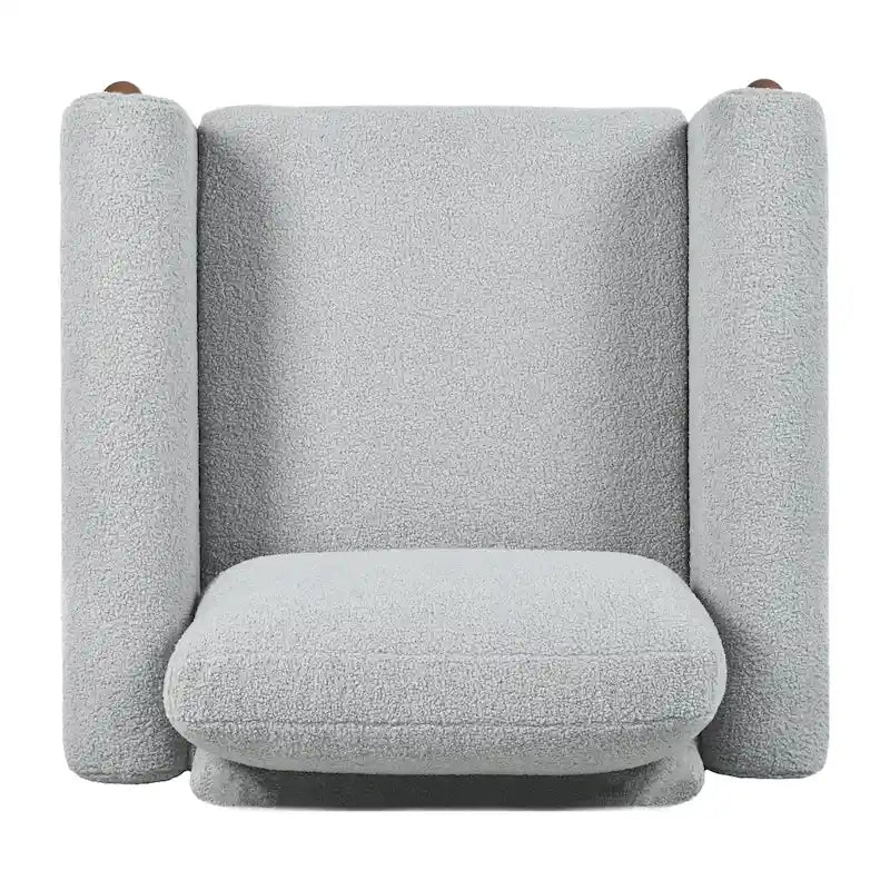 Poltrona Maloa imbottita oversize in teddy con gambe in noce di Christopher Knight Home