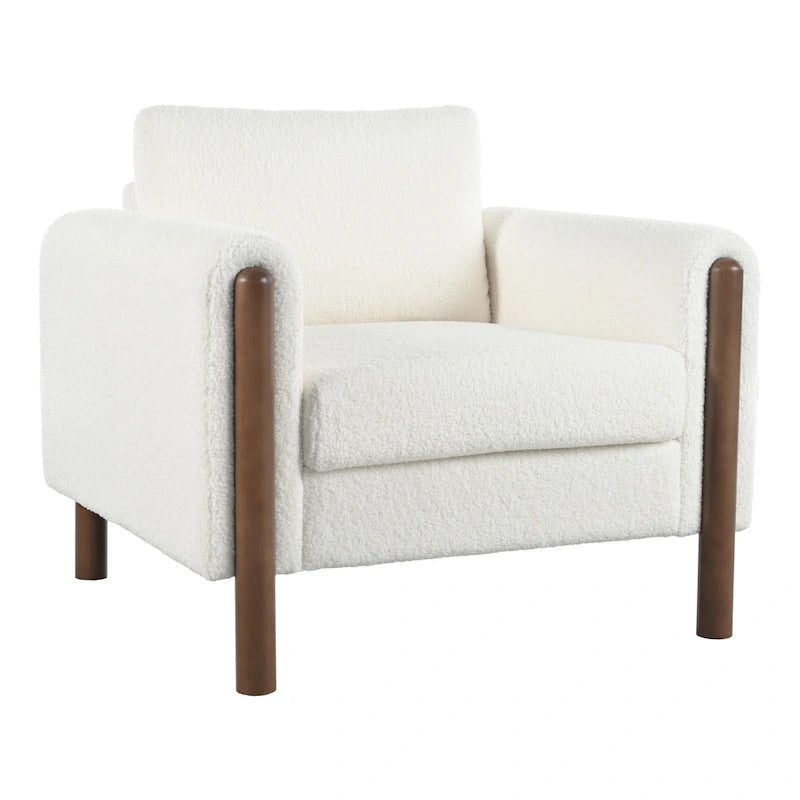 Poltrona Maloa imbottita oversize in teddy con gambe in noce di Christopher Knight Home