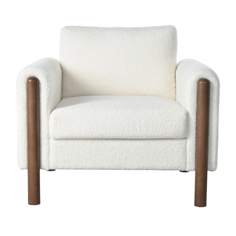 Poltrona Maloa imbottita oversize in teddy con gambe in noce di Christopher Knight Home