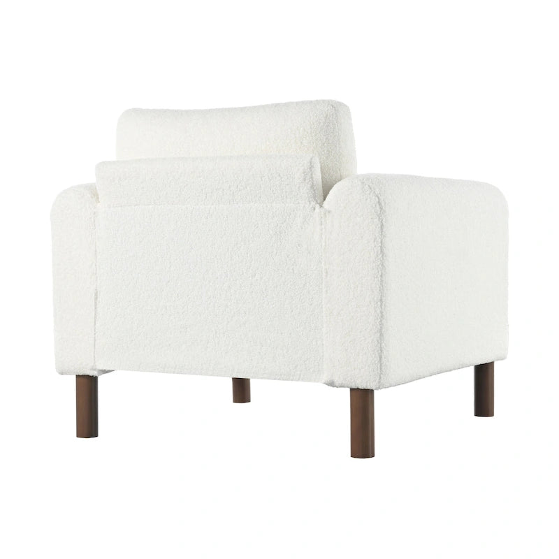 Poltrona Maloa imbottita oversize in teddy con gambe in noce di Christopher Knight Home