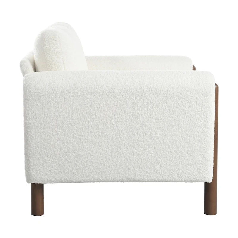 Poltrona Maloa imbottita oversize in teddy con gambe in noce di Christopher Knight Home