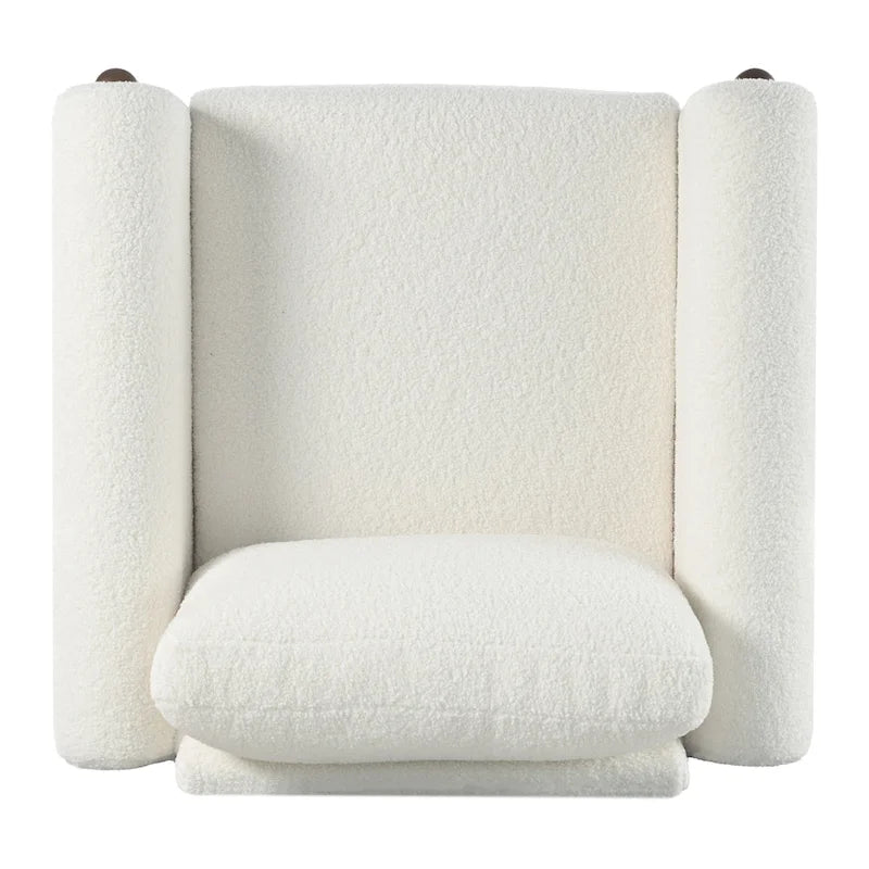 Poltrona Maloa imbottita oversize in teddy con gambe in noce di Christopher Knight Home